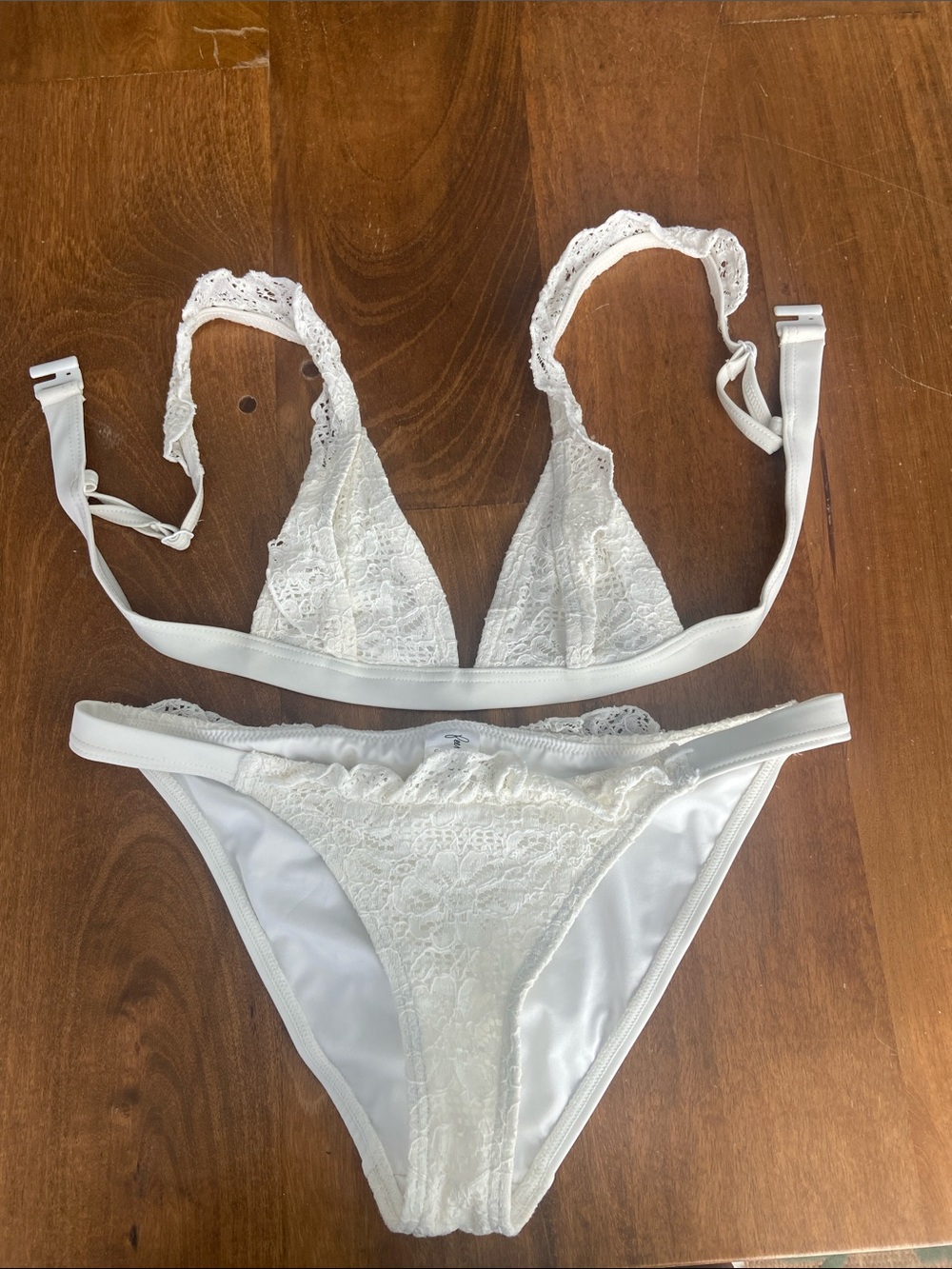 White Lace Triangle Bikini Set - Elegant Women's Swimwear